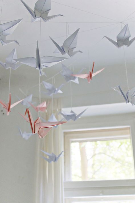 Origami Ceiling, Diy Origami Decor, Diy Origami Home, Diy Origami Home Decor, Origami Decor, Origami Home Decor, Origami Wall Art, Origami Shapes, Origami Tutorial Easy