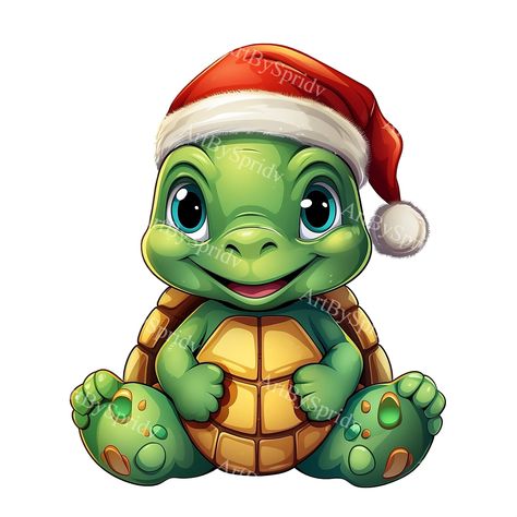 Christmas Turtle, Christmas Frog, Turtle Clipart, Children Cake, Cute Animal Clipart, Sublimation Projects, Cute Turtles, Turtle Design, Baby Turtles