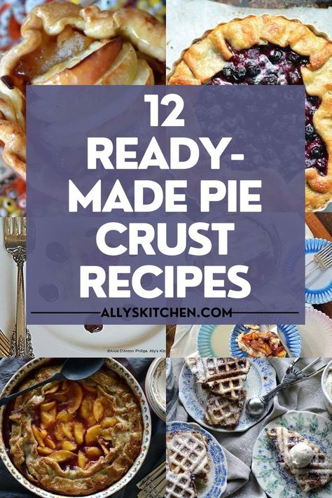 Collage of various pie crust recipes. Ready Made Pie Crust Recipes, Pillsbury Pie Recipes, Store Bought Pie Crust Recipes, Pillsbury Pie Crust Recipes, Savory Pie Crust Recipe, Easy Pie Crust Recipe, Leftover Pie Crust, Savory Pie Crust, Ready Made Pie Crust