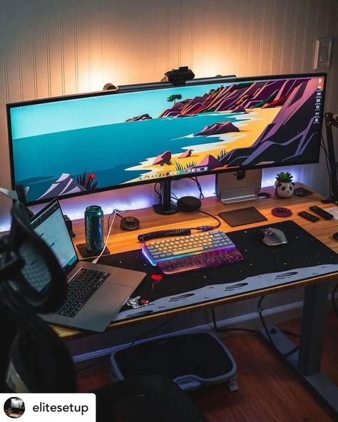 Programmers Desk, Imac Setup, Monitor Setup, Small Game Rooms, Computer Desk Setup, Home Studio Setup, Desktop Setup, Desk Goals, Video Game Rooms