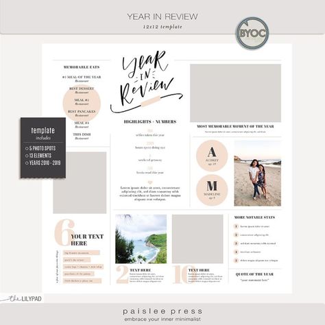 Year In Review – paislee press Year In Review Photo Book, Year In Review Scrapbook, Year In Review Template, Family Newsletter, Year End Reflection, Month In Review, Wedding Album Scrapbooking, Anniversary Book, Wedding Scrapbook Pages