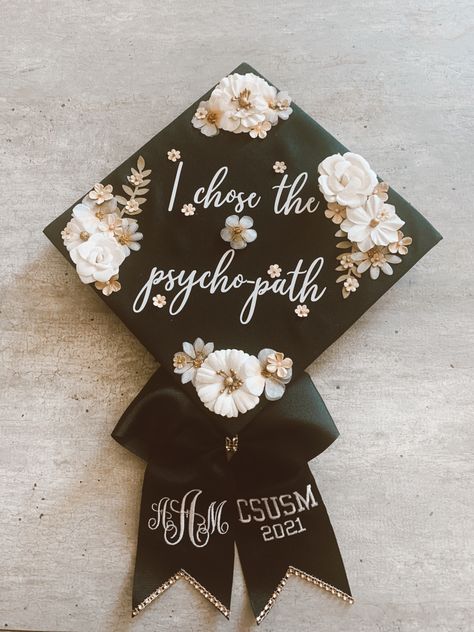 Psych Np Graduation, Associates Degree In Psychology, Grad Cap Inspo Psychology, Graduation Caps For Psychology Majors, Psych Degree Graduation Cap, Bachelors Cap Decoration, Graduation Cap Designs Therapist, Bachelor Cap Decoration, Pmhnp Graduation Cap