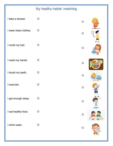 Healthy Habits interactive and downloadable worksheet. You can do the exercises online or download the worksheet as pdf. Good Habits Chart For Kids Worksheet, Healthy Habits Kindergarten Activities, Ukg Evs Worksheets Activities, Healthy Habits Worksheets For Grade 1, Healthy Habits Worksheet For Preschool, Good Habits Worksheets For Kids, Moral Science Worksheet, Good Habits Worksheet For Kindergarten, Healthy Habits Activities For Kids