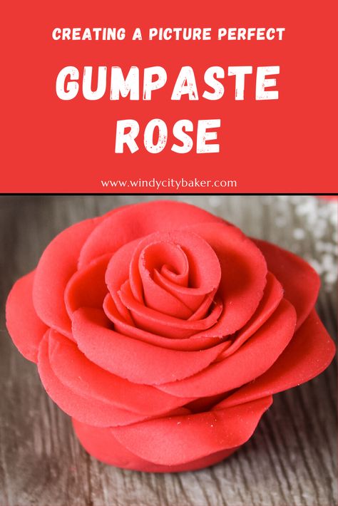 Learn how to create a life-like, edible Gum Paste Rose using this step-by-step tutorial and the "Easiest Rose Ever" Cutter.  This rose is fast and easy to make and looks incredible on cakes!  Use this technique if you are a beginner decorator or if you want to make a lot of roses in a short amount of time! Edible Roses For Cake, Edible Gum, Edible Roses, How To Make Red, Simple Rose, Theme Parties, Gum Paste, Simple Way, Cookie Dough