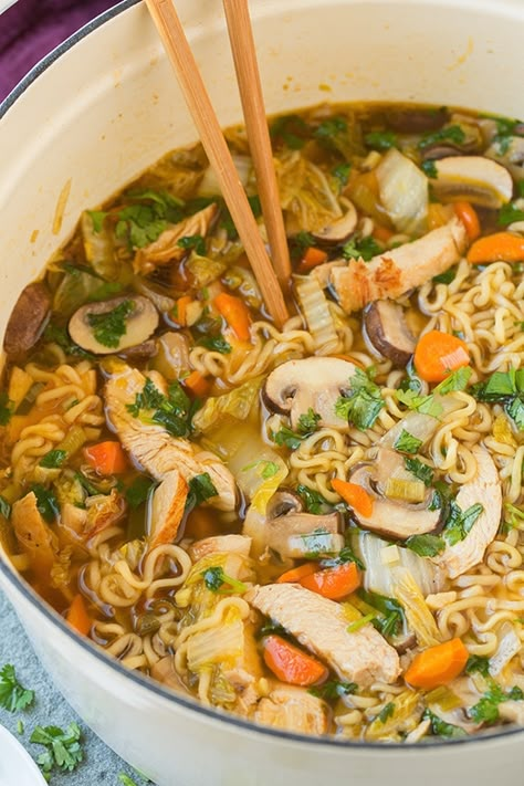 Ramen Noodle Recipes Soup, Asian Chicken Noodle Soup, Chicken Cooking, Ramen Noodle Soup, Asian Soup, Asian Chicken, Noodle Soup Recipes, Soup Recipes Chicken Noodle, Cooking Classy