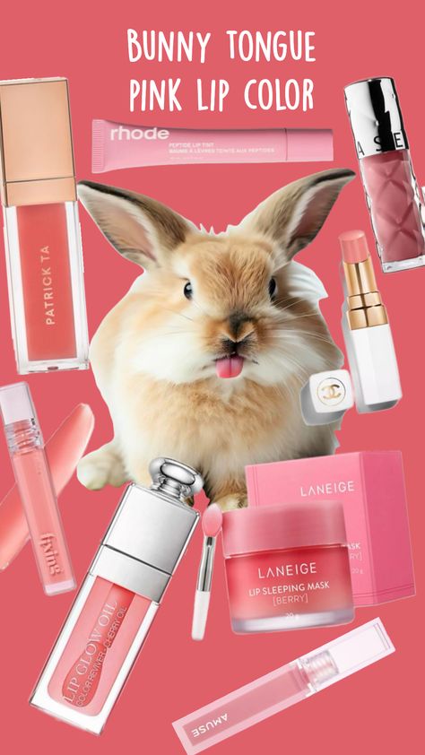 Bunny tongue pink lip color #bunny #pinklove #pink #makeup #lips #lipgloss #pinkaesthetic Types Of Lips Shape, Bunny Tongue, Pink Lip Color, Makeup Lips, Lip Gloss Colors, Pink Lip Gloss, Lip Shapes, Asian Eyes, Pink Makeup