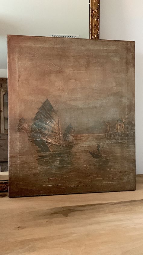 Antiquing A Painting Thrift Store Painting, Store Painting, How To Make Canvas, Antique Paintings, Vintage Porch, Antique Wax, Antique Pictures, Amazing Paintings, Antique Oil Painting