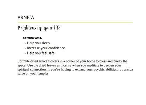 Arnica Magical Properties, Arnica Flower Uses, Arnica Tea Benefits, Arnica Benefits, Witch Guide, Arnica Salve, Body Wisdom, Magickal Herbs, Folk Magic