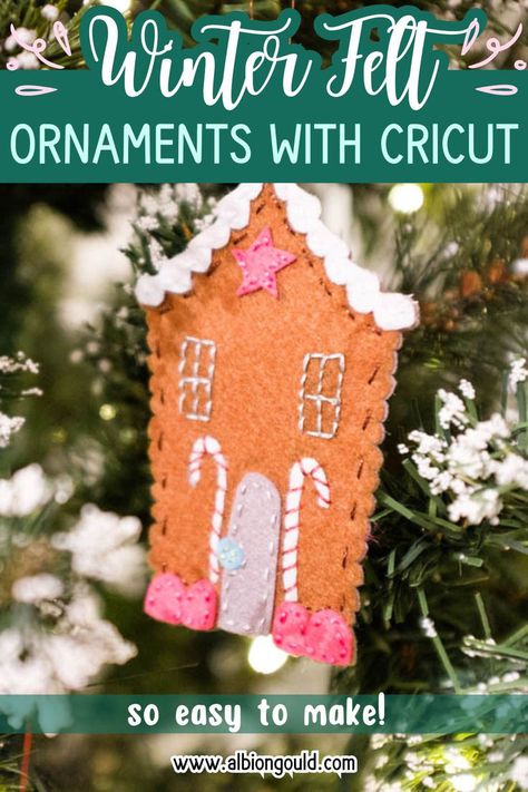 Create beautiful winter felt ornaments with your Cricut machine. This easy DIY project shows you how to make stunning handmade ornaments perfect for your holiday decor. Ideal for crafters and Cricut lovers looking to add a personal touch to Christmas decorations. Cricut Felt Ornaments, Cricut Felt Projects Christmas, Felt Cricut Projects, Cricut Ornaments Diy, Ornaments With Cricut, Cricut Felt, Cricut Ornaments, Felt Ornaments Diy, Felt Crafts Christmas