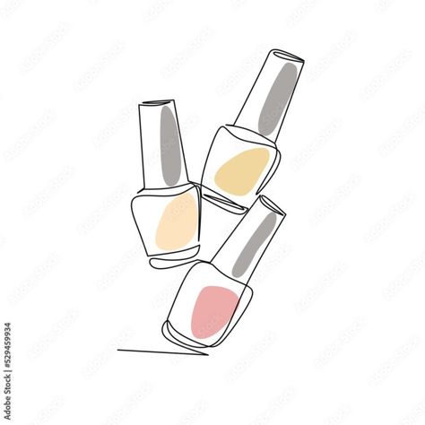 Salon Window, Nails Logo, Nail Polish Bottle, Line Art Style, Different Nail Shapes, Spa Ideas, Hobbies For Kids, Nail Drawing, Nail Logo