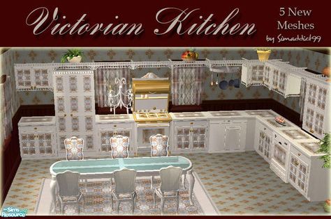 Sims 4 Cc Victorian Kitchen, Sims 2 Victorian, Sims 2 Cc, Goth Houses, Sims 4 Kitchen, Victorian Kitchen, Victorian Goth, Los Sims, Sims4 Cc