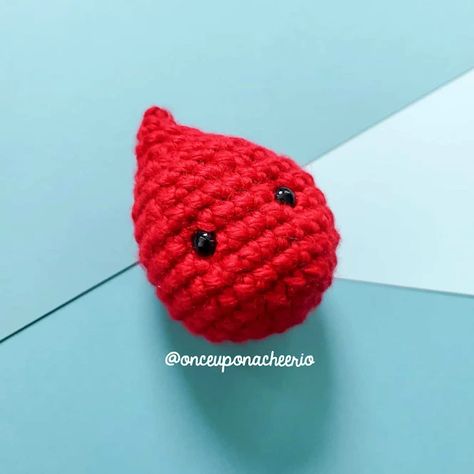 Crochet Amigurumi Blood Drop FREE Pattern Blood Donation Day, Mini Amigurumi, Blood Drop, Crochet Decrease, Drops Patterns, Blood Donation, Crochet Stuff, Running Stitch, Craft Sale