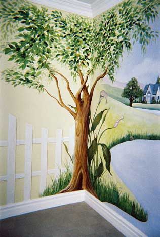 Murals & Faux Finishing - Tips, Advice, and Ideas: Types of Tree Murals Tree Mural Kids, Woodland Mural, Tree Wall Painting, Garden Mural, Forest Mural, Tree Wall Murals, Tree Mural, Wall Murals Painted, Canvas Painting Diy