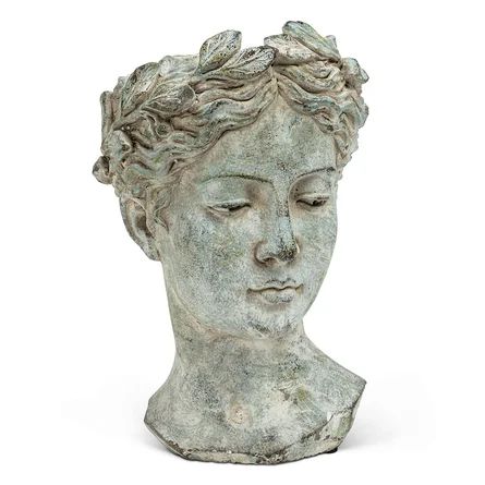 Rosalind Wheeler Goddess Head Planter Cachepot | Wayfair Cement Statues, Roman Statue, Cement Color, Rome Antique, Roman Sculpture, Face Planters, Cement Planters, Head Planters, Roman Fashion