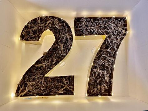 Graze Box, Number 27, Number Gifts, 28th Birthday, Shape Templates, 25th Birthday, Paper Flowers Diy, Window Box, Birthday Gift Ideas