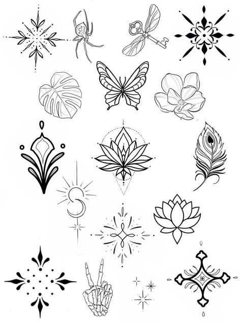 Best Mini Tattoos For Women, Mexican Core Tattoos, Women Tattoo Fillers, Flash Designs Tattoo, Wave Tattoo Men Simple, Tattoo Special Ideas, Flash Tattoo Designs Fine Line, Mini Chest Tattoo Female, Spine Tattoos For Women Line Work Wave Tattoo Men Simple, Feminine Flash Tattoo Designs, Best Mini Tattoos For Women, Flash Designs Tattoo, Girly Flash Art, Beginner Tattoo Sketches, Female Flash Tattoo, New Years Flash Tattoo, Small Tattoo Sheet Ideas