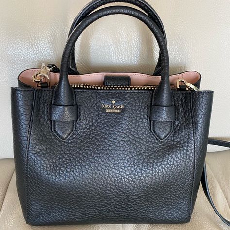 Kate Spade Leather Hand/Crossbody Bag Removable Adjustable Shoulder Strap Black With Gold Hardware New Without Tag! Kate Spade Backpack, Kate Spade Shoulder Bag, Bags Kate Spade, Kate Spade Totes, Black Leather Wallet, Black Leather Purse, Kate Spade Wallet, Kate Spade Purse, Black Shoulder Bag