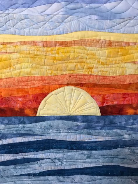 Seascape Quilts, Tropical Quilts, Landscape Quilting, Bargello Quilt, Beach Quilt, Landscape Art Quilts, Quilt Wall Hanging, Quilted Wall Hanging, Water Wall