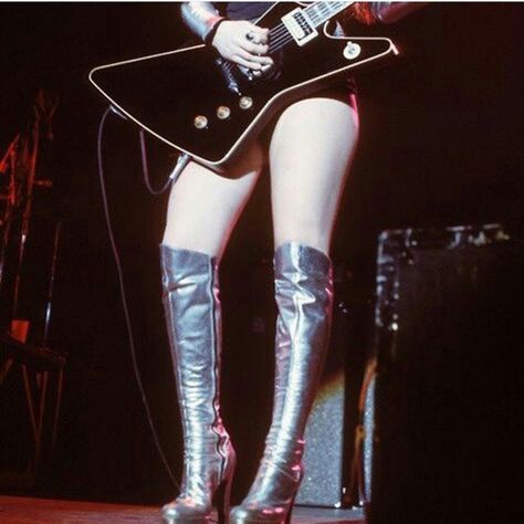 Dig It Vintage — allthegirlsintheneighborhood: Lita Ford’s legs Holding A Guitar, The Runaways, Lita Ford, Rock Guitarist, Bruce Dickinson, Women Of Rock, Guitar Girl, Joan Jett, Uncanny X-men