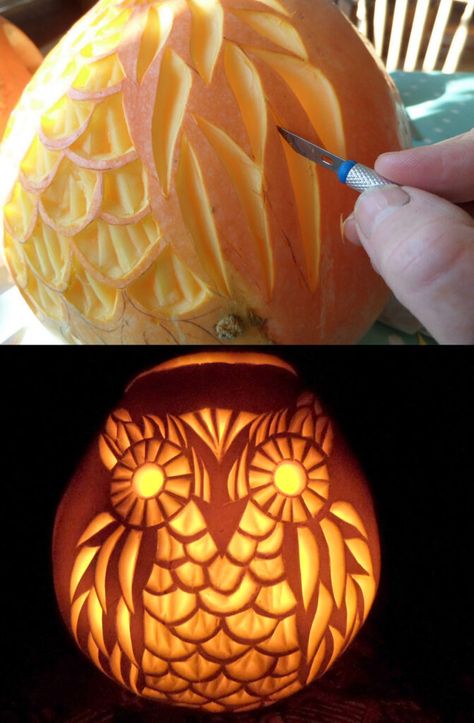 Traceable Pumpkin, Owl Jack O Lantern, Owl Pumpkin Carving, Pumpkin Clock, Easy Pumpkin Carving Ideas, Awesome Pumpkin Carvings, Cat Pumpkin Carving, Owl Witch, Owl Pumpkin