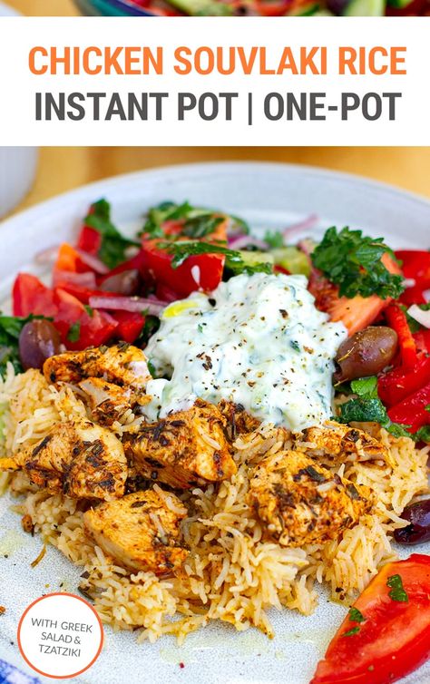 Greek Rice Recipe Chicken Souvlaki, Instant Pot Chicken Souvlaki, Greek Recipes Instant Pot, Greek Chicken Rice Instant Pot, Greek Chicken And Rice Instant Pot, Healthy Insta Pot Recipes Clean Eating, Best Chicken Instant Pot Recipes, Healthy Instapot Meal Prep, Mediterranean Chicken Instant Pot