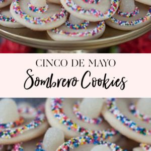 Cinco De Mayo Sombrero Cookies - Jenny Cookies Round Sugar Cookies, Sombrero Cookies, Mexican Birthday Parties, Jenny Cookies, Mexican Party Theme, Taco Party, Sugar Cookie Recipe, Taco Bar, Dinner Party Recipes