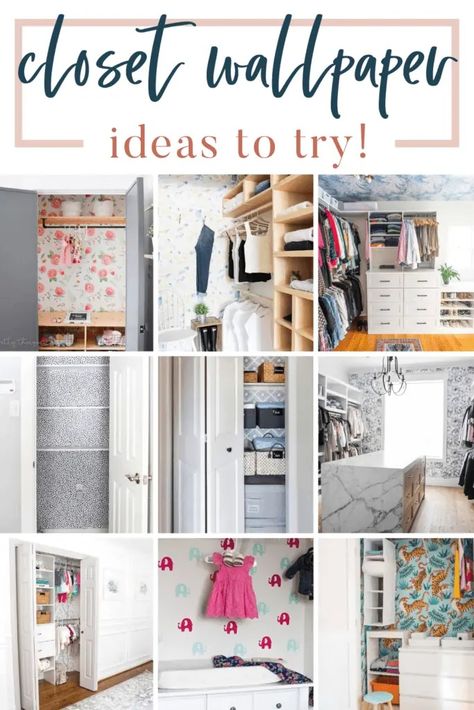 Want to update your boring closet on a budget? What about adding wallpaper inside of your closet?! Get inspiration with these creative closet wallpaper ideas. Closet Wallpaper Ideas, Closet On A Budget, Small Closet Makeover, Closet Wallpaper, Pax Closet, Small Walk In Closet, Creative Closets, Small Closet Space, 90s Wallpaper Hip Hop