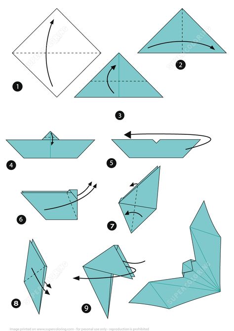 Beginner Origami Step By Step, Halloween Origami Step By Step, Cute Origami Step By Step, Origami Návody, Origami Printables, Origami Bat, Airplane Diy, Easy Origami For Kids, Halloween Origami