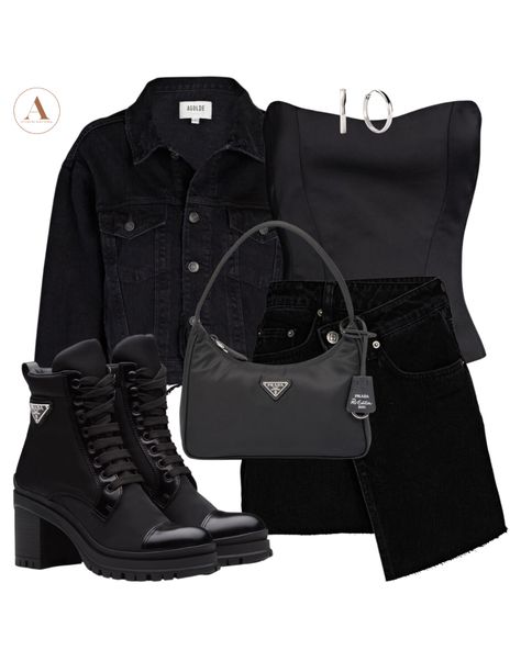 Black Prada Bag, Hela Thor, Prada Outfits, Fashion Dark Academia, Prada Clothes, Prada Nylon Bag, Polyvore Chic, Angel Goddess, Prada Jacket