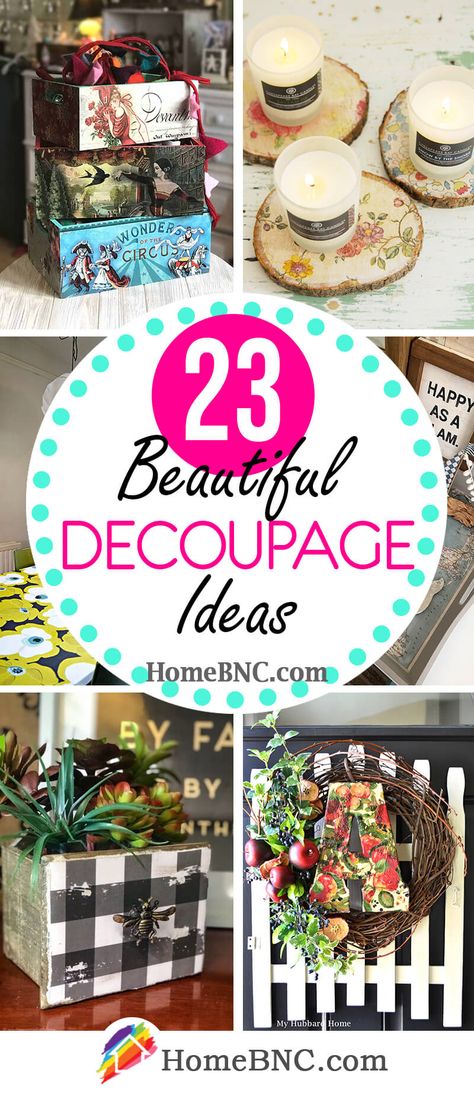 Are you in the mood for a new crafting project? Then perhaps you should try your hand at decoupage. If you haven’t heard of it before, the decoupage is a centuries-old art technique that requires decorating objects using paper cutouts and other decorative effects. Whether you have done this in the past or not, if you feel fresh out of inspiration, the following list of the best decoupage ideas should keep your hands and mind busy. #decoupage Decoupage Candles, Mod Podge Projects, Decoupage Decor, Mod Podge Crafts, Napkin Decoupage, Decoupage Ideas, Decoupage Diy, Adult Crafts, Decoupage Paper