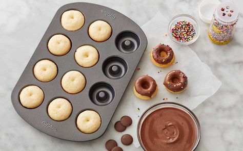 Baked Mini Donut Recipe | Wilton Baked Mini Donut Recipe, Donut Pan Recipe, Mini Donut Recipe, Homemade Donut Recipe, Baked Donut Recipe, Mini Donut Recipes, Baked Doughnut Recipes, Homemade Donut, Donut Baking Pan