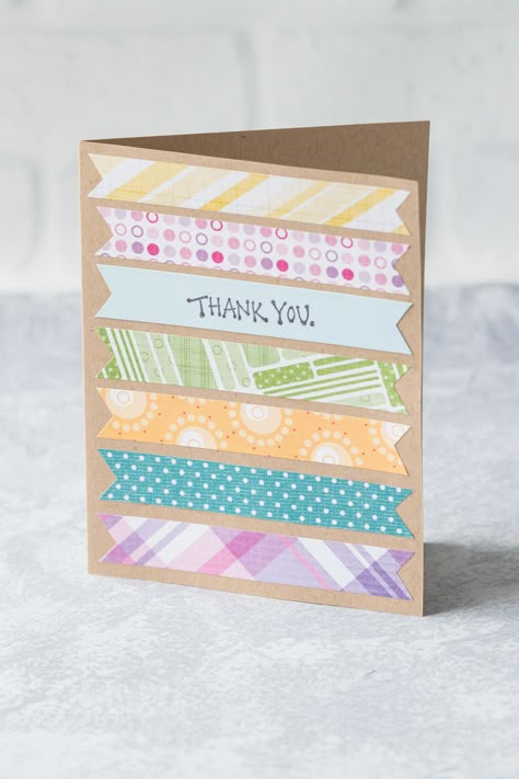 Easy DIY thank you cards are simple to make and add a meaningful touch to any thank you note or gift! #DIY #thankyoucards #handmadecards | https://www.roseclearfield.com Thank You Note Cards Simple, Cards Handmade Simple Easy, Easy Cricut Cards For Beginners, Diy Note Cards Simple, Simple Homemade Cards Ideas, Washi Tape Thank You Cards, Simple Homemade Thank You Cards, Easy Thank You Cards To Make, Easy Cards To Make Simple