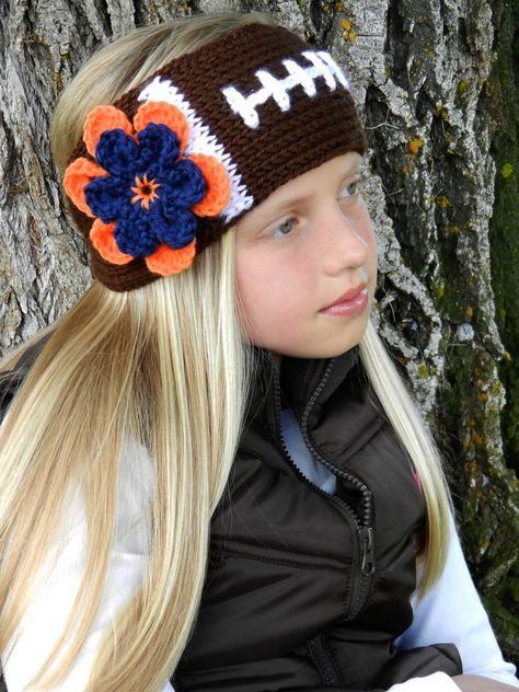 Ravelry: Football Headband Earwarmer by Kismet Crochet Football Crochet, Football Headband, Crochet Football, Bandeau Au Crochet, Tunisian Crochet Pattern, Tunisian Crochet Hook, Crochet Unique, Confection Au Crochet, Crochet Ear Warmer