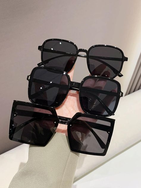 3pairs Women Square Frame Fashion Glasses For Outdoor Travel AccessoriesI discovered amazing products on SHEIN.com, come check them out! Pretty Sunglasses, Casual Sunglasses, Glasses Fashion Women, Fashion Glasses, Beach Accessories, Mua Sắm, Womens Glasses, Square Frame, Eyewear Accessories