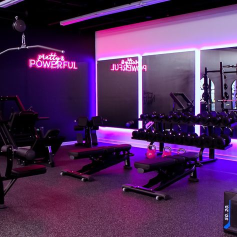 Who said workouts had to be boring? Not at The Babe Cave! Join Coach Cass for some serious sweat sessions and good vibes only! 💖 #womensfitness #fitnesscoach #michigangym #portage #kalamazoo #hiit #pilates #strengthtraining Neon Gym, Private Gym, Gym Business, Dream Gym, Weight Room, Pink Gym, Workout Room, Gym Interior, Fitness Room