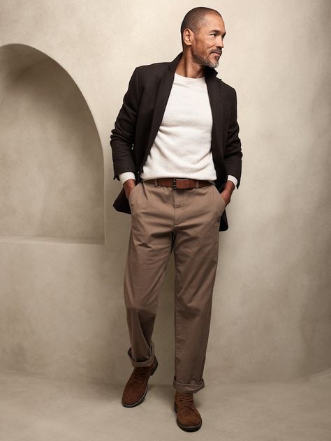 Men's Chinos & Casual Pants | Banana Republic Factory Banana Republic Outfits, Olive Chinos, Genderqueer Fashion, Men's Chinos, Mens Work Outfits, Black And Khaki, Queer Fashion, Mens Fashion Photography, Banana Republic Men