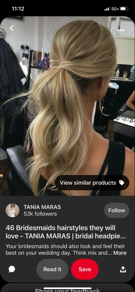 Wavy Bridesmaid Hairstyles, Ponytail Hairstyles With Bangs, Bridesmaid Ponytail, Low Pony Hairstyles, Prom Ponytail Hairstyles, Wedding Ponytail Hairstyles, Fancy Ponytail, Bridesmaid Hair Inspo, Wedding Ponytail