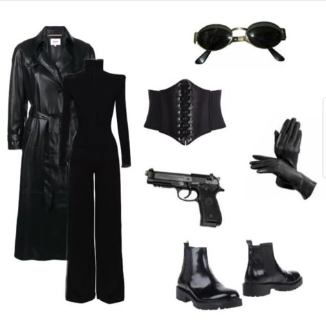 Hitman Costume Women, Resident Evil Style Outfits, Spy Fashion Aesthetic, Casual Spy Outfit, Women Spy Outfit, Agent Clothes Women, Bau Fbi Outfits, Hitman Outfit Female, Super Spy Outfit