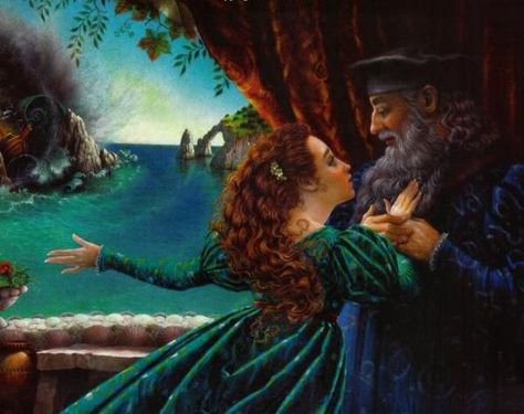 llustrated by Lynn Bywaters for William Shakespeare's "The Tempest" Ruth Sanderson, The Swan Princess, Fairy Tale Art, Pre Raphaelite Art, Fairytale Nursery, Lotr Art, Swan Princess, Fantasy Love, Fantasy Paintings