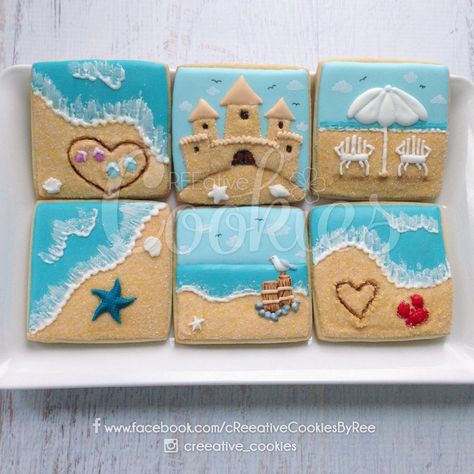 Life is always better at the beach! | Cookie Connection Vacation Cookies, Seashell Cookies, Summer Sugar Cookies, Beach Cookies, Cookie Connection, Beach Cakes, Summer Cookies, Sugar Cookie Designs, Pretty Cookies