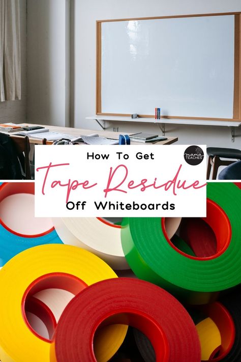 Washi Tape Whiteboard Classroom, Remove Tape Residue, Get Stickers Off, How To Remove Adhesive, Remove Sticker Residue, Remove Sticky Residue, Marker Stain, Sticky Labels, Sticker Removal