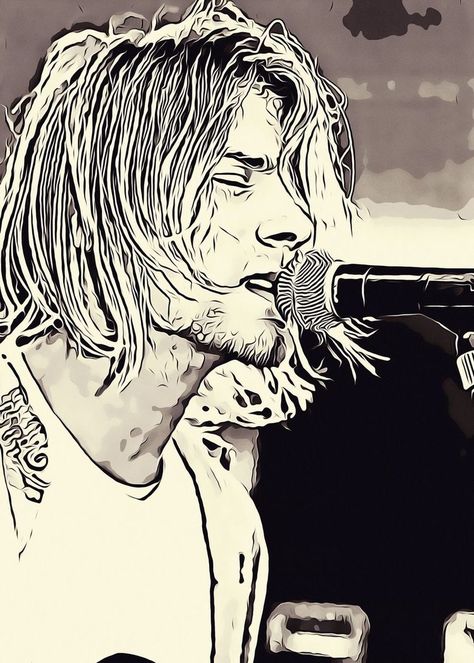 Kurt Cobain Sketch, Kurt Cobain Drawing, Nirvana Fan Art, Nirvana Painting, Kurt Cobain Art, Nirvana Art, Nirvana Poster, Kurt Cobain Photos, Pink Floyd Art