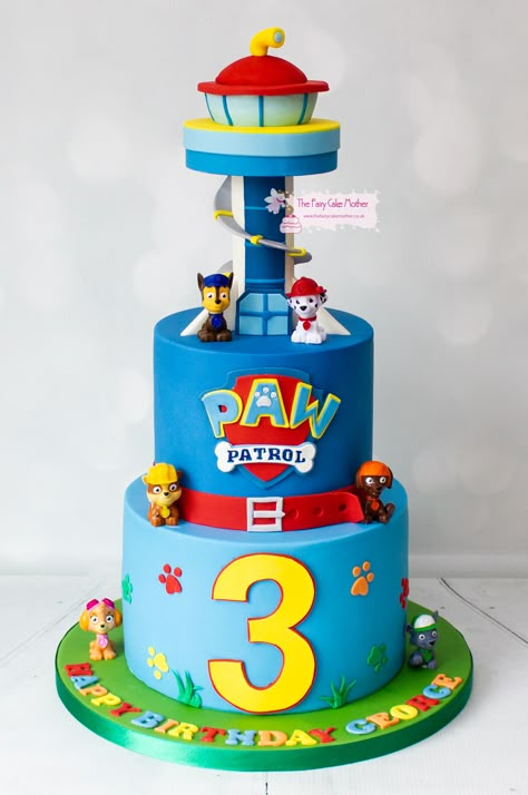 Homemade Paw Patrol Cake Easy, Cake Patrol Paw, Paw Patrol Birthday Cake Ideas, Tort Paw Patrol, Paw Patrol 4th Birthday Cake, Paw Patrol Number Cake, Paw Patrol Cake Design, Paw Patrol Cake Boy, Paw Patrol Birthday Cakes