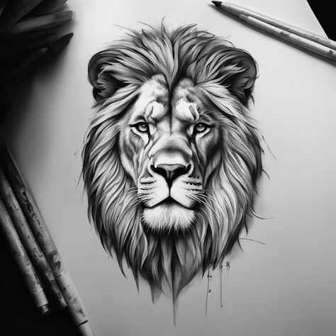 Find Harmony in Ink: Unleash Unique Yin Yang Tattoo Ideas! #tattoochest #tattooletteringstyles #tattoooutlinedrawingstencilideas #tattooarm Shaded Lion Tattoo, Detailed Lion Tattoo, Lion Tattoo Design Stencil, Lion Head Tattoo Design, Realistic Lion Tattoo Design, Lion Tattoo Reference, Lion Tattoo Stencil, Lion Tattoo Men, Realism Lion Tattoo Design