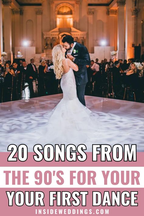 If you want to play some throwbacks on your wedding day, discover the top '90s wedding songs and popular picks for first dance songs from the 1990s! 90s Theme Wedding, Best Wedding Songs Dance, Wedding Songs First Dance, Dance Wedding Songs, Best First Dance Songs, Popular Wedding Songs, Wedding Afterparty, Broadway Dancers, Dance Parents