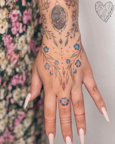 Finger Plant Tattoo, Unique Hand Tattoos Women, Wrist Hand Tattoos For Women, Female Hand Tattoos For Women, Womens Hand Tattoos Ideas, Wrist And Hand Tattoos For Women, Plant Hand Tattoo, Women’s Hand Tattoos, Delicate Hand Tattoos For Women