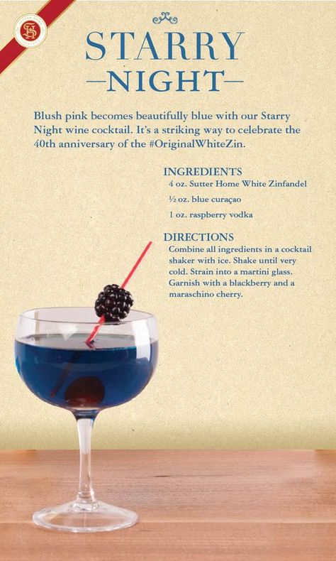 White Wine Cocktail, White Zinfandel, Starry Night Wedding, Raspberry Vodka, Blue Curacao, Home White, Alcohol Content, Zinfandel, Wedding Drink