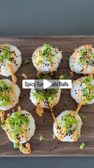 Heather Tanner on Instagram: "Spicy Tuna Sushi Balls 

3 cups cooked white rice (sushi rice is best) 

mix together: 
1 can tuna 
1 Tbs. avocado mayo 
1 Tbs. Sriracha sauce 
1/2 tsp. sesame oil (optional) 

Assemble in small saran wrapped bowl. Rice on bottom, tuna, avocado, and more rice on top. Twist and form into a ball shape. Repeat. 

Top with spicy mayo, sesame seeds, and scallions. 

spicy mayo: 
2 Tbs. avocado mayo
2 tsp. Sriracha sauce
1/4 tsp. sesame oil 

#spicytunasushiballs #spicytuna #healthyfoodideas #sushiballs #easyhealthyfood #healthylifestyle" Spicy Tuna Balls, Sushi Balls How To Make, Tuna Rice Balls, Tuna Balls, Sushi Balls, Spicy Tuna Sushi, Can Tuna, Cooked White Rice, Avocado Mayo