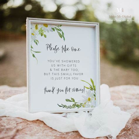 Please Take One Sign, Take One Sign, Gift Table Sign, Daisy Baby Shower, Engagement Invitation Template, Gift Table Signs, Garden Baby Showers, Tropical Baby Shower, Outdoor Baby Shower