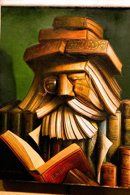 https://flic.kr/p/g12FP | the AMAZING ART of André Martins de Barros | Something totally different to put in your home library or in the hallway! Giuseppe Arcimboldo, Reading A Book, World Of Books, Old Books, Book Nooks, I Love Books, Digimon, Love Book, Book Nerd